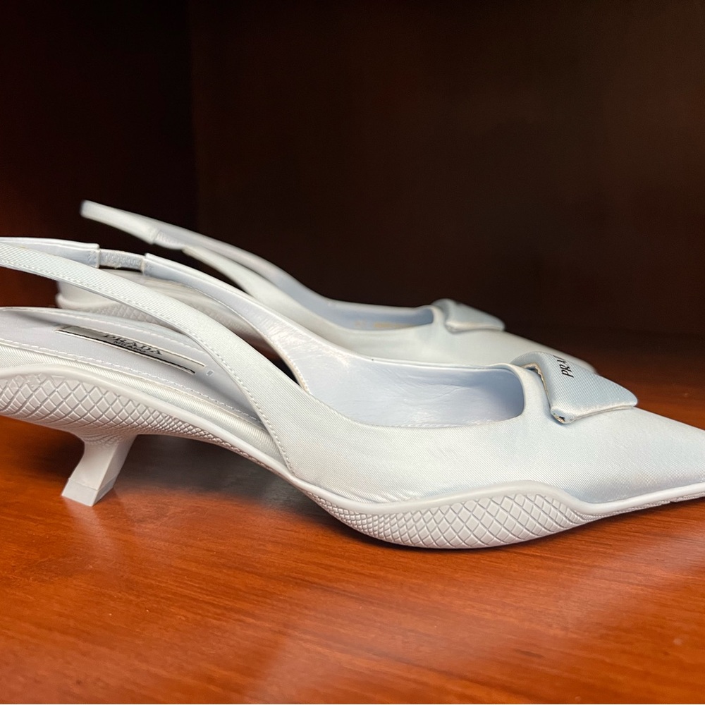 New Prada Gabardine light blue slingback heel 37 - Picture 7 of 10